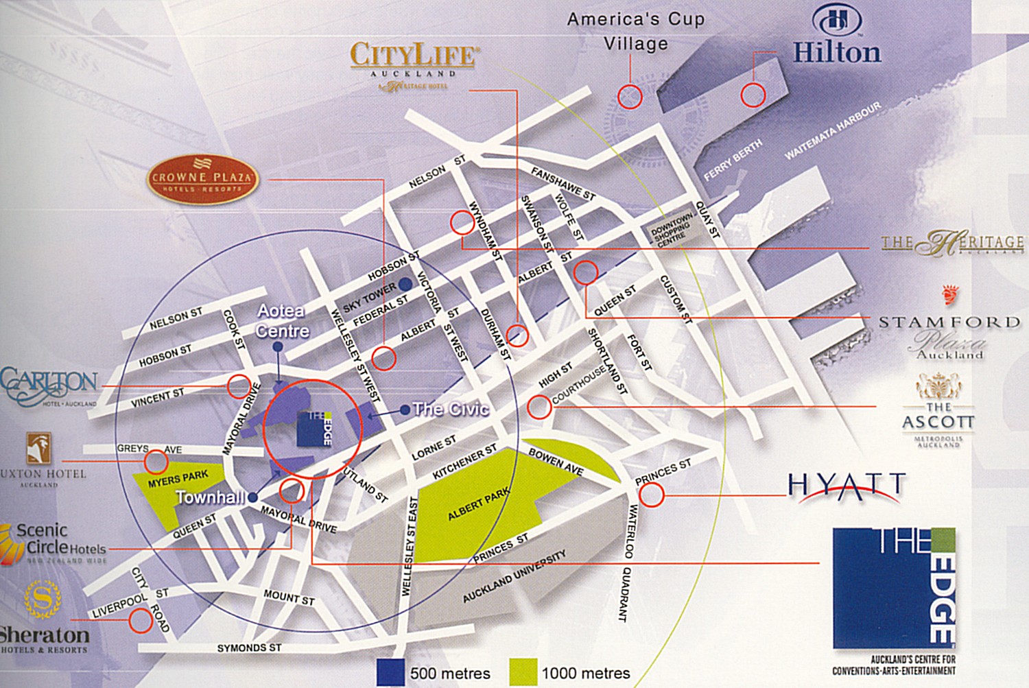 Locations of Hotels and Attractions in Auckland